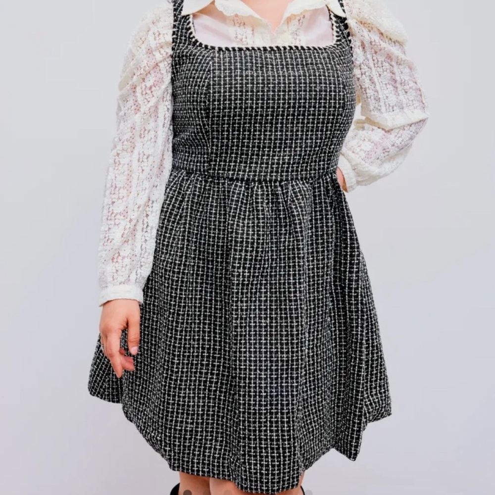 Cider Black and White Tweed Dress